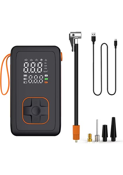 Şarjlı Ledli Powerbank Özellikli Oto Motosiklet Bisiklet Lastik Hava Kompresörü Hava Pompası