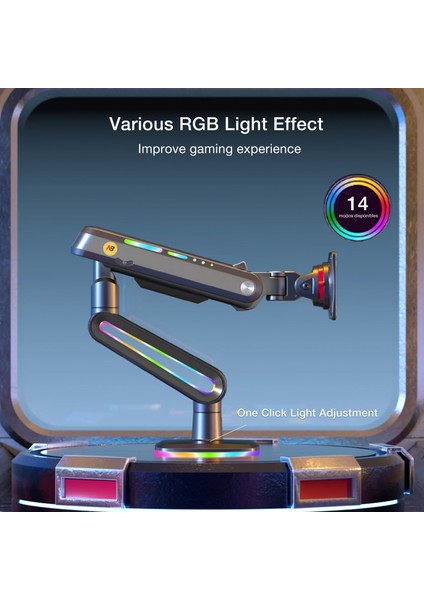 North Bayou F6 (17-60 İnç) Gaming RGB Monitör Standı - (20 kg’a Kadar Monitörlerle Uyumlu)