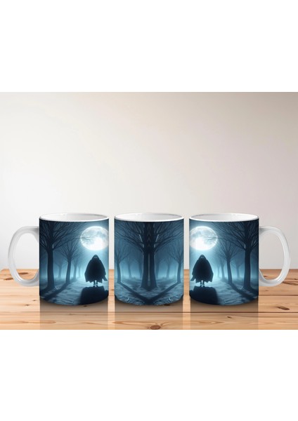 Dolunay Önünde Cadı Silüeti Figürlü Gotik Cadılar Bayramı Baskılı Kupa Bardak indirimleri