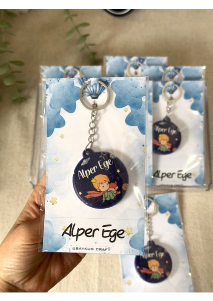 Figürlü Yeni Doğan Mevlit Hediyelik Bebek Açacak Anahtarlık-Küçük Prens -Toplam 20 Adet Kartlı