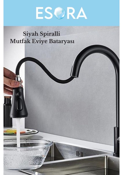 Siyah Spiralli Mutfak Bataryası Siyah Mutfak Dekor Musluk fiyatları
