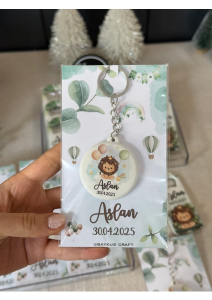 Figürlü Yeni Doğan Mevlit Hediyelik Bebek Açacak Anahtarlık-Safari Aslan -Toplam 20 Adet Kartlı fiyatları