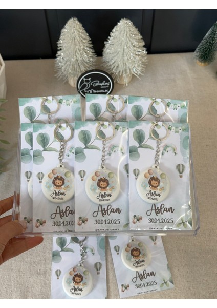 Figürlü Yeni Doğan Mevlit Hediyelik Bebek Açacak Anahtarlık-Safari Aslan -Toplam 20 Adet Kartlı fırsatları