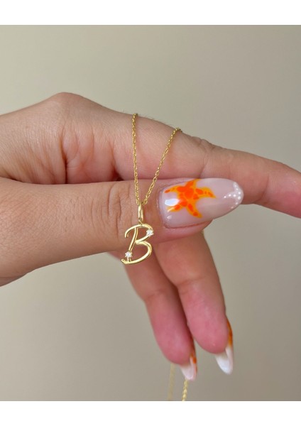 925 Gümüş | 3D Boyutlu Taşlı Harf Kolye