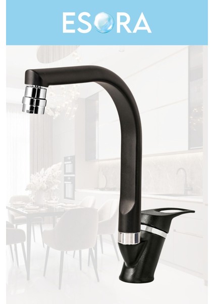 Siyah Krom Balık Sırtı Mix Lavabo Bataryası 2 Yıl Garantili Sıcak Soğuk Aç Kapa Musluk Çeşme