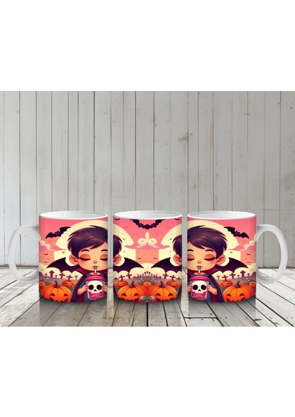 Gülen Cadı Kız Figürlü Çocuklara Özel Tatlı Cadılar Bayramı Baskılı Kupa Bardak