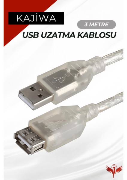 3 Metre USB Uzatma Kablosu - USB 2.0 Extension Cable 3mt