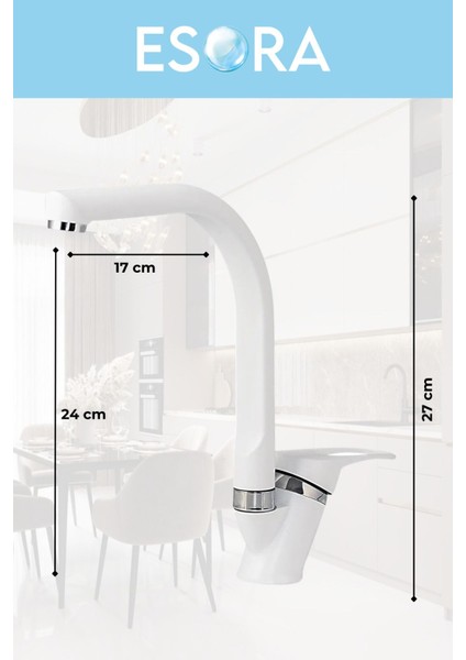 Beyaz Balık Sırtı Mix Mutfak Bataryası Çift Su Girişli Çeşme Eviye Bataryası Mutfak Çeşmesi modelleri