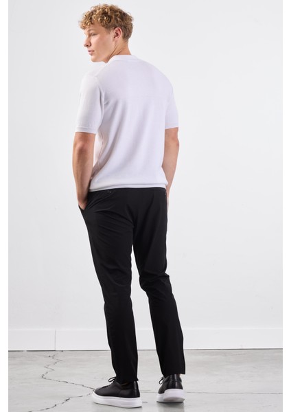 Beyaz Fermuarlı Polo Yaka Kısa Kollu Örgü Slim Fit Erkek Triko modelleri