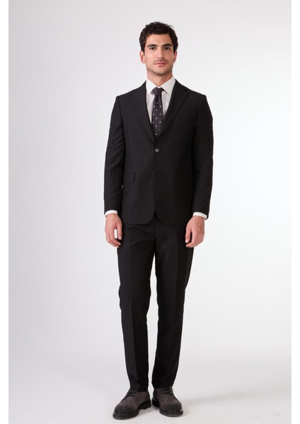 Siyah Erkek Düz Mono Yaka Takım Elbise