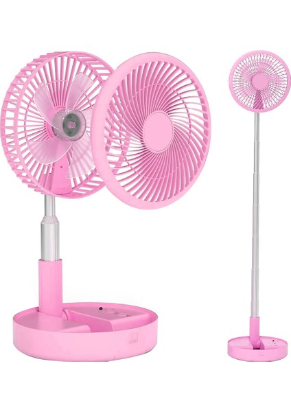 Katlanabilir Yükseltilebilir Taşınabilir Fan Vantilatör (4 Farklı Mod), Pembe, 97,5cm Kadar Uzayabilir,