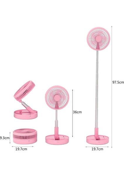Katlanabilir Yükseltilebilir Taşınabilir Fan Vantilatör (4 Farklı Mod), Pembe, 97,5cm Kadar Uzayabilir, fiyatları