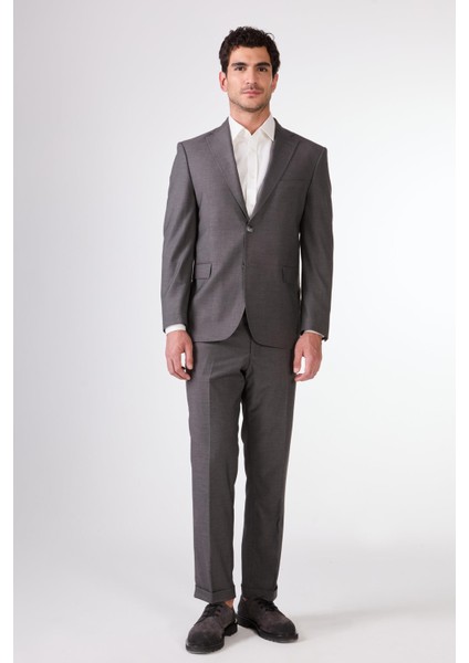 Gri Erkek Düz Mono Yaka Takım Elbise