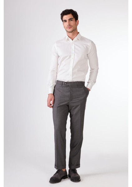 Gri Erkek Düz Mono Yaka Takım Elbise