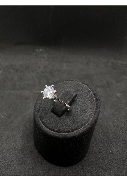 Altı Tırnaklı Yüksek Tektaş Ithal Kadın Gümüş Yüzük fiyatları