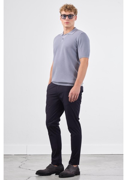 Gri Polo Düğme Yaka Düz Renk Slim Fit Erkek Triko fiyatları