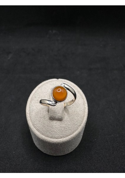 Akik Taşlı Asimetrik Ithal Kadın Gümüş Yüzük