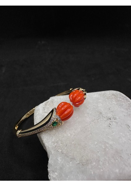 Ithal Gold Yeşil Taşlı Mercanlı Kelepçe modelleri