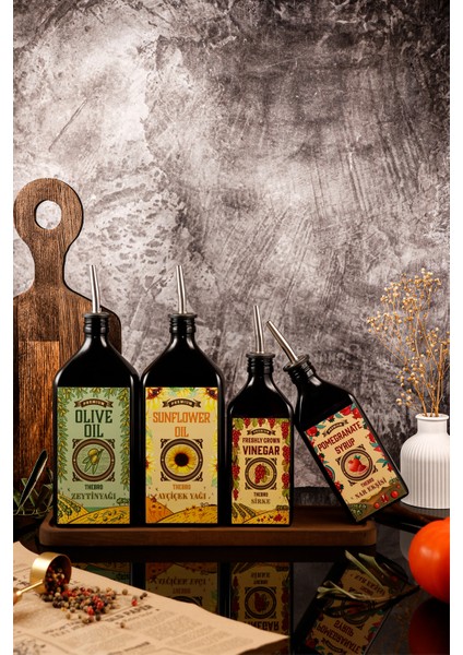 Carmen Serisi Ahşap Stantlı Zeytinyağı,ayçiçek Yağı, Sirke ,nar Ekşisi Şişesi Yağdanlık fırsatları