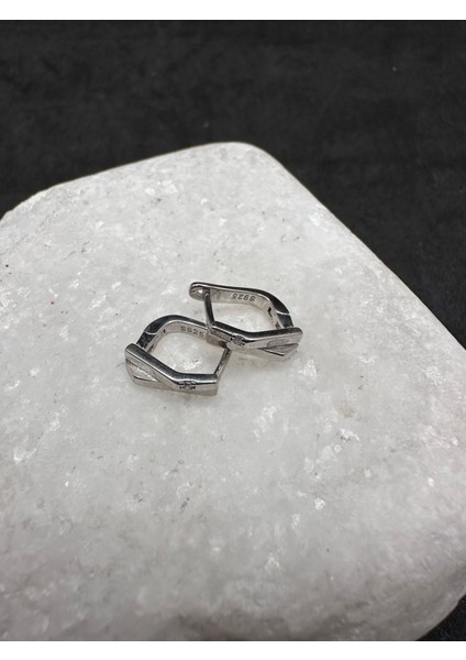 Tek Minik Taşlı Asimetrik Ithal Kadın Gümüş Küpe modelleri