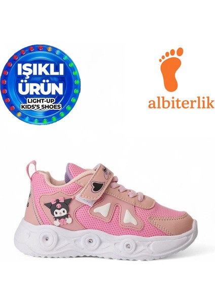 Kız Çocuk Kuromi Figürlü Cırtlı Işıklı Mevsimlik Kışlık Çocuk Okul Sneaker Spor Ayakkabı