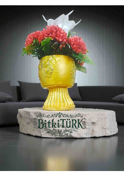 -Ayaklı Beton Saksıda Yapay Çiçek Aranjmanı Ofis Salon Cafe fiyatları