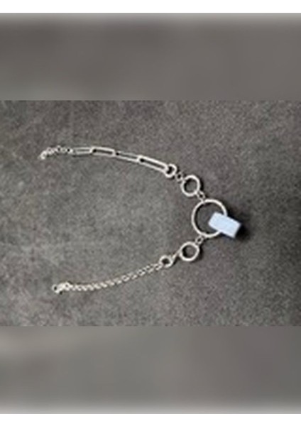 Gri Boncuklu Ithal Kadın Gümüş Bileklik