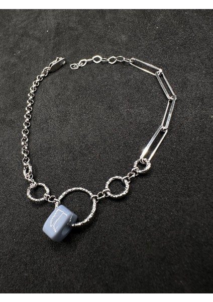 Gri Boncuklu Ithal Kadın Gümüş Bileklik modelleri