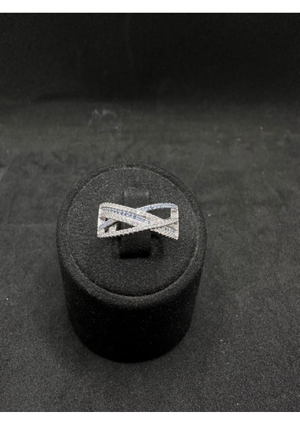 Mavi Taşlı Sarmal Ithal Kadın Gümüş Yüzük