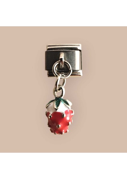 MOON SİRİUS Italyan Charm Bileklik Ucu – Renkli Mine Çilek Figürlü 1 cm (1 Adet)