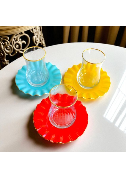 Glore Audra Altın Yaldızlı Cam Çay Bardağı Seti fırsatları