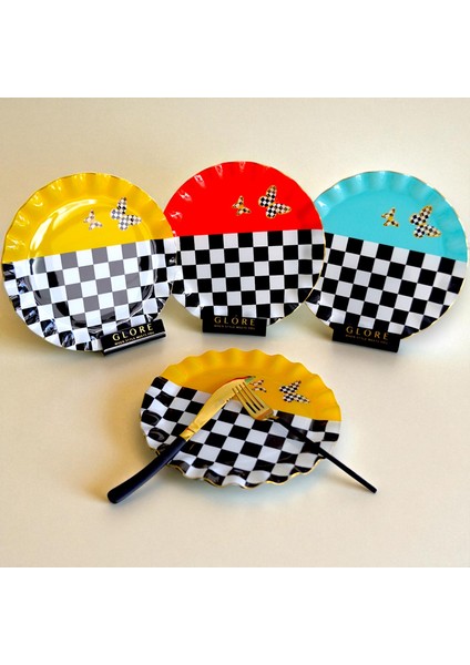 Glore Audra Altın Yaldızlı Cam Pasta Tabağı Seti fiyatları