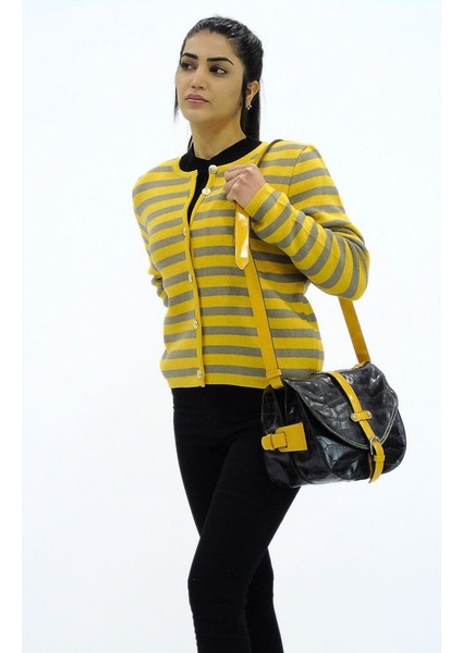 Renkli Çizgili Triko Kısa Hırka modelleri