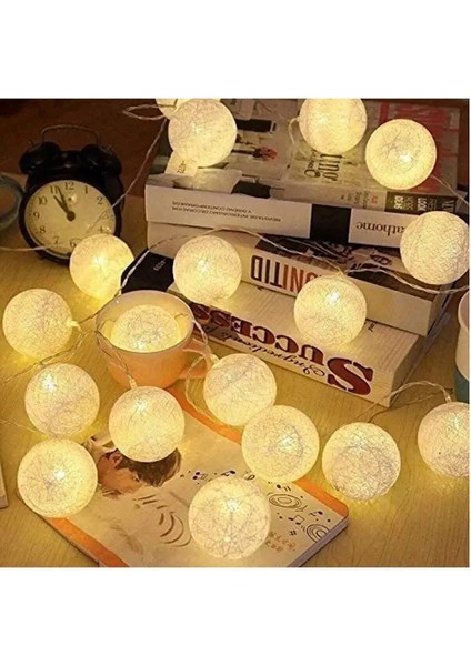 Pamuk Top LED Işık Koton 2 cm 10 Adet Top Beyaz Renk