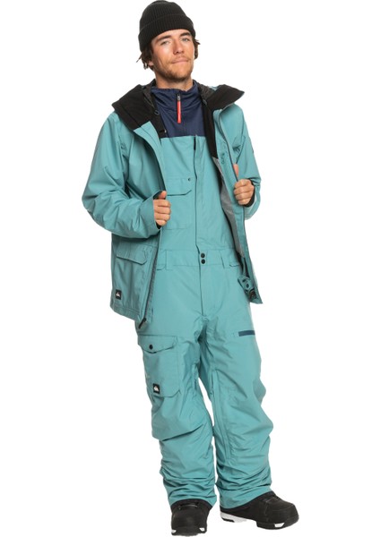 Erkek Snowboard Pantolonu Utility Bib Mavi Kayak/Snowboard Giyim