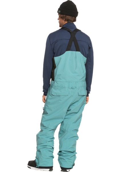Erkek Snowboard Pantolonu Utility Bib Mavi Kayak/Snowboard Giyim