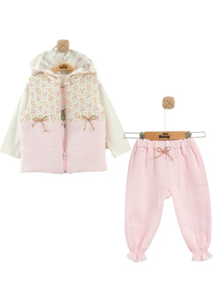 Çiçekli Müslin Elyafli Kız Bebek Takım