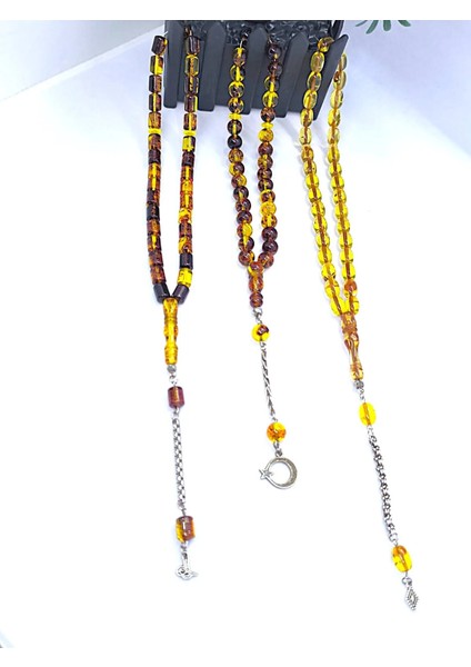 Kapsül&yuvarlak Kesim Toprak Fosilli & Altın Varaklı Flexiglass 3'lü Özel Tespih Hediye Seti fiyatları