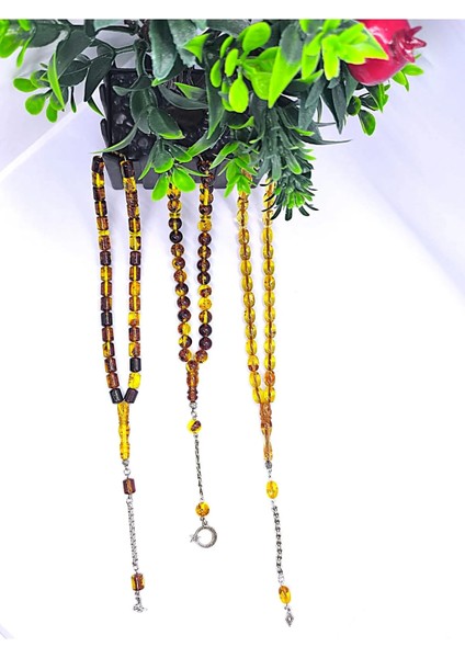 Kapsül&yuvarlak Kesim Toprak Fosilli & Altın Varaklı Flexiglass 3'lü Özel Tespih Hediye Seti indirimleri