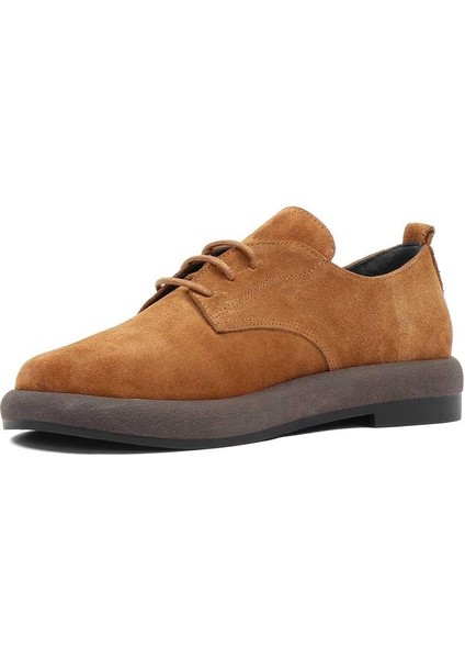 Kadın Taba Bağcıklı Kalın Tabanlı Süet Deri Ayakkabı modelleri