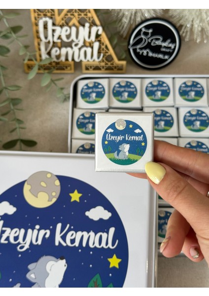 Isimli Yeni Doğan Bebek Mevlid Hediyelik Çikolata-Metal Kutu-Ulu Göktürk Kurtlu Toplam 50 Adet fiyatları
