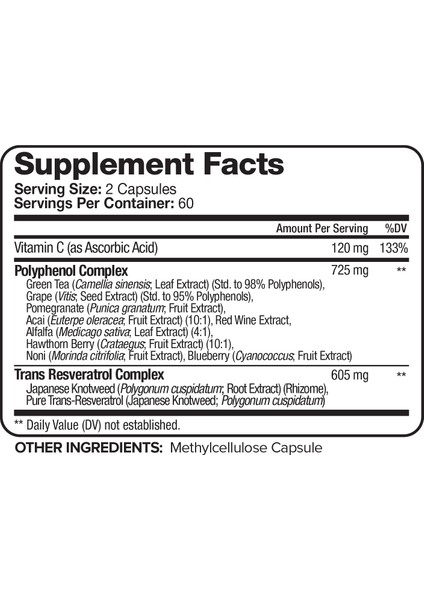 Resveratrol – 1450 Mg – 120 Vejetaryen Kapsül fiyatları