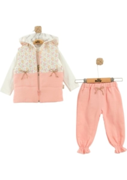 Çiçekli Müslin Elyafli Kız Bebek Takım