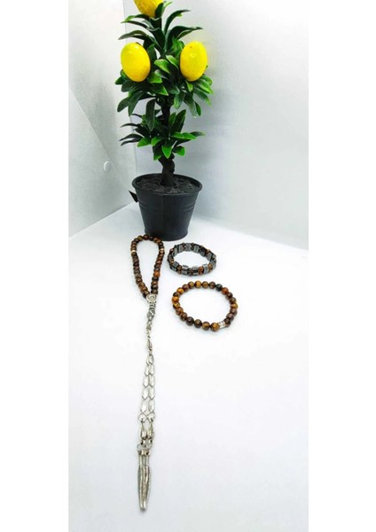 Kaplangözü Tesbih & Rolex Hematit Kaplangözü Bileklik & Kaplangözü Bileklik 3'lü Set Hediye Aksesuar