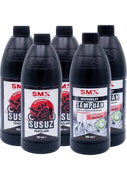 Motosiklet Susuz Temizleme 750 ml 3 Adet + Motosiklet Şampuan 750 ml 2 Adet