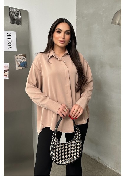 Oversize Saten Gömlek