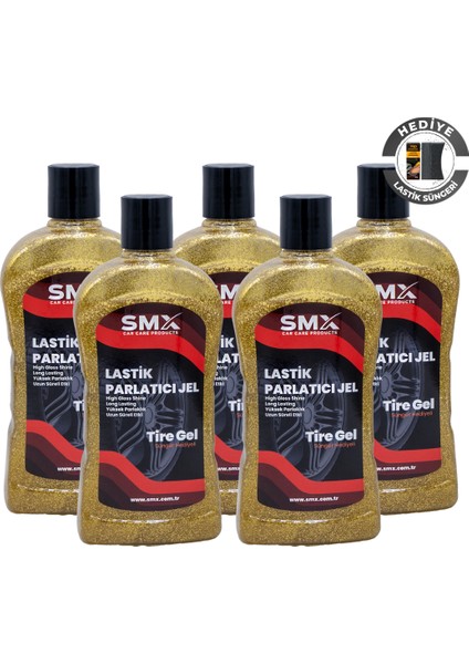 Simli Jel Lastik Parlatıcı 500 ml + Sünger Hediye 5 Al 3 Öde