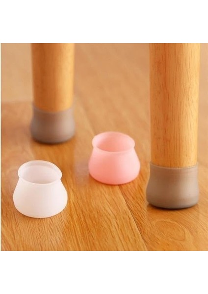 Masa Sandalye Pabucu Pembe Renk Döşeme Çizilmez Kaymaz Taban Masa Sandalye Koruyucu 12 Adet