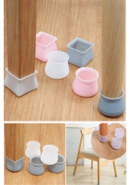 Masa Sandalye Pabucu Pembe Renk Döşeme Çizilmez Kaymaz Taban Masa Sandalye Koruyucu 12 Adet fiyatları