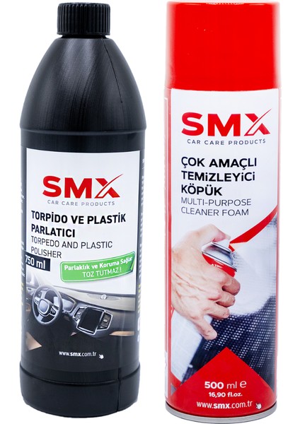 Çok Amaçlı Temizleyici Köpük Sprey 500 ml + Torpido Plastik Parlatıcı 750 Ml.
